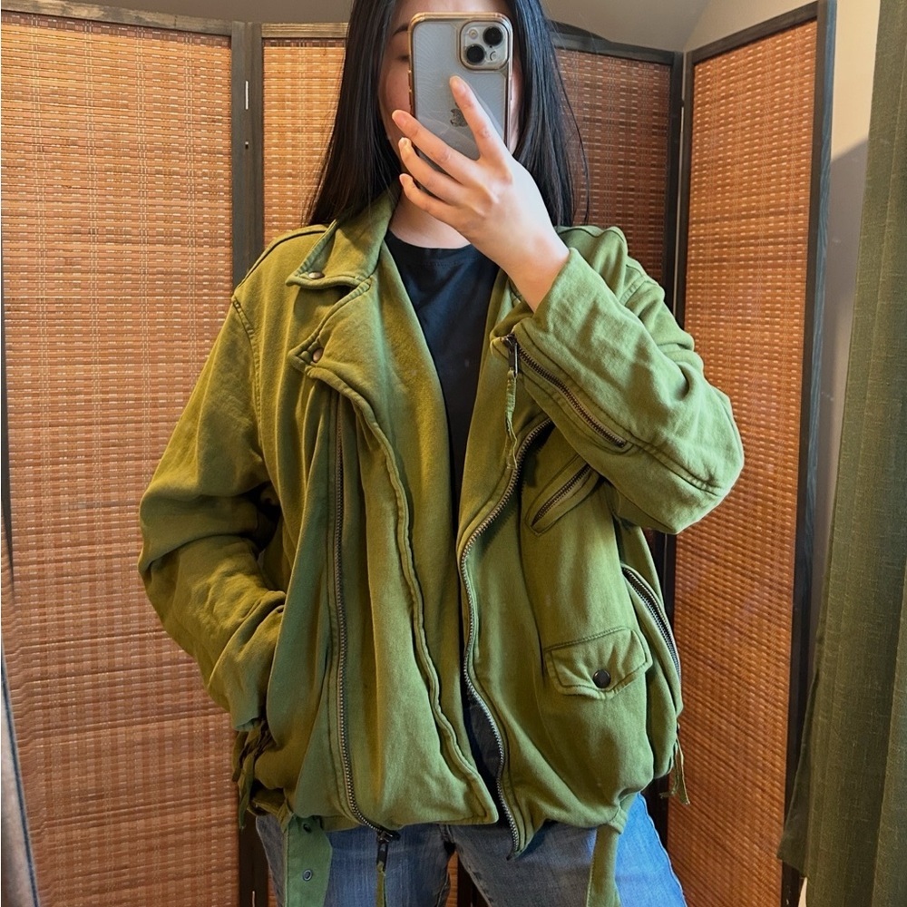 Free People Green Rebel Knit Jacket